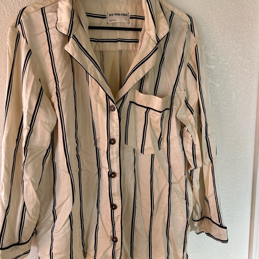 We The Free beige and Black Striped Shirt